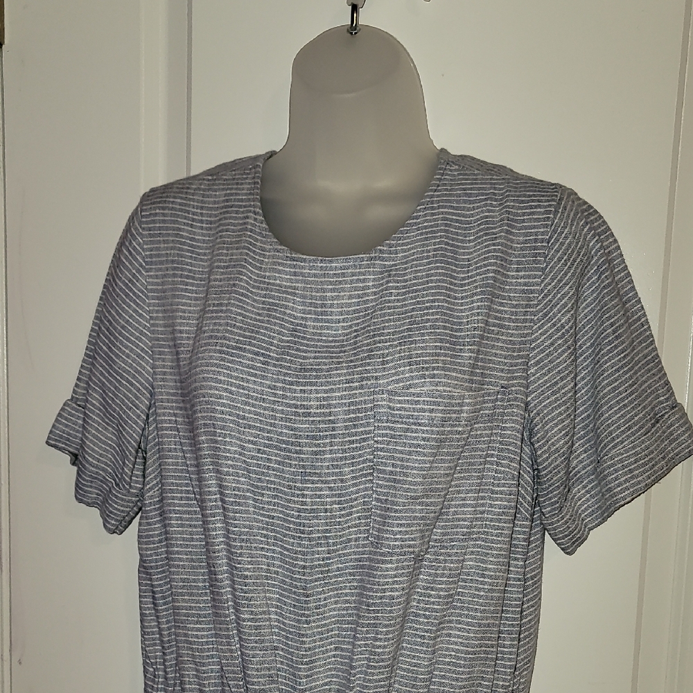 Old Navy Blue and White Striped Jumpsuit Sz: L - Picture 5 of 9